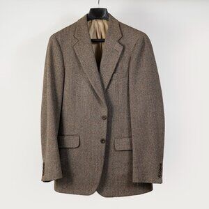 Paul Stuart Wool Tweed Blazer Sport Coat, Brown/Tan Herringbone, Size 38R